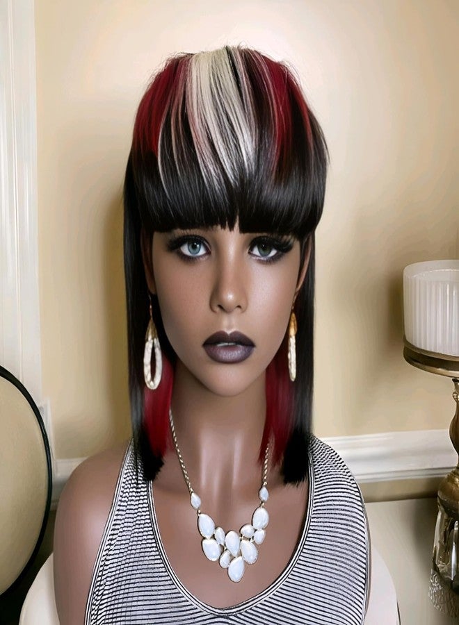 FCHW-wig FCHW Short Straight Bob Wig Pixie Cut Wig With Bangs Non Lace front Cheap Wig Layered Pixie Cut Bob Wig - Image 1